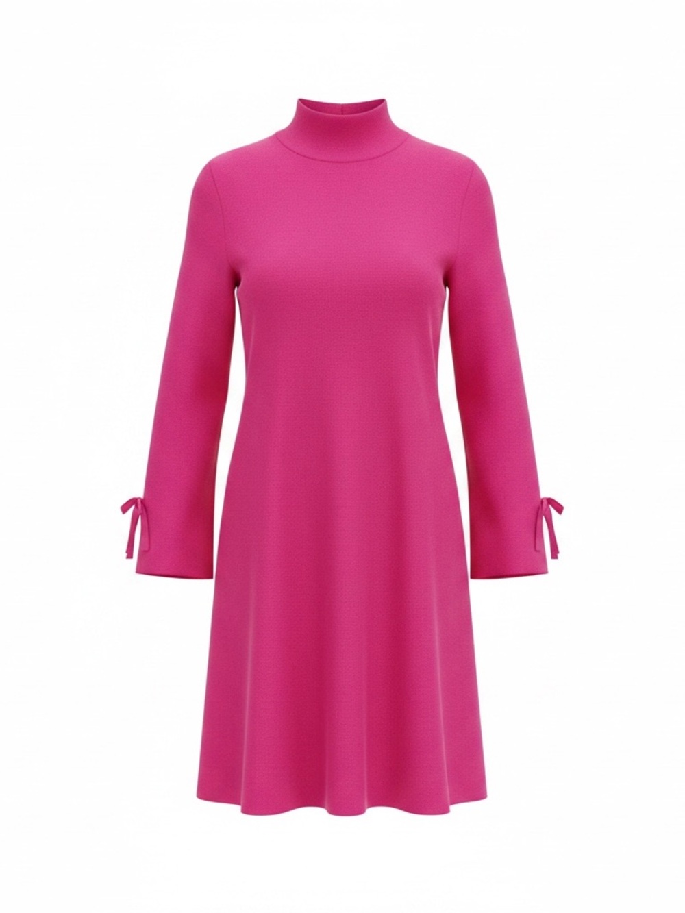 Zara Fuchsia Mock-Neck A-Line Dress with Sleeve Ties
